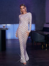 Holden Long Sleeve Embellished Maxi Dress In Light Nude
